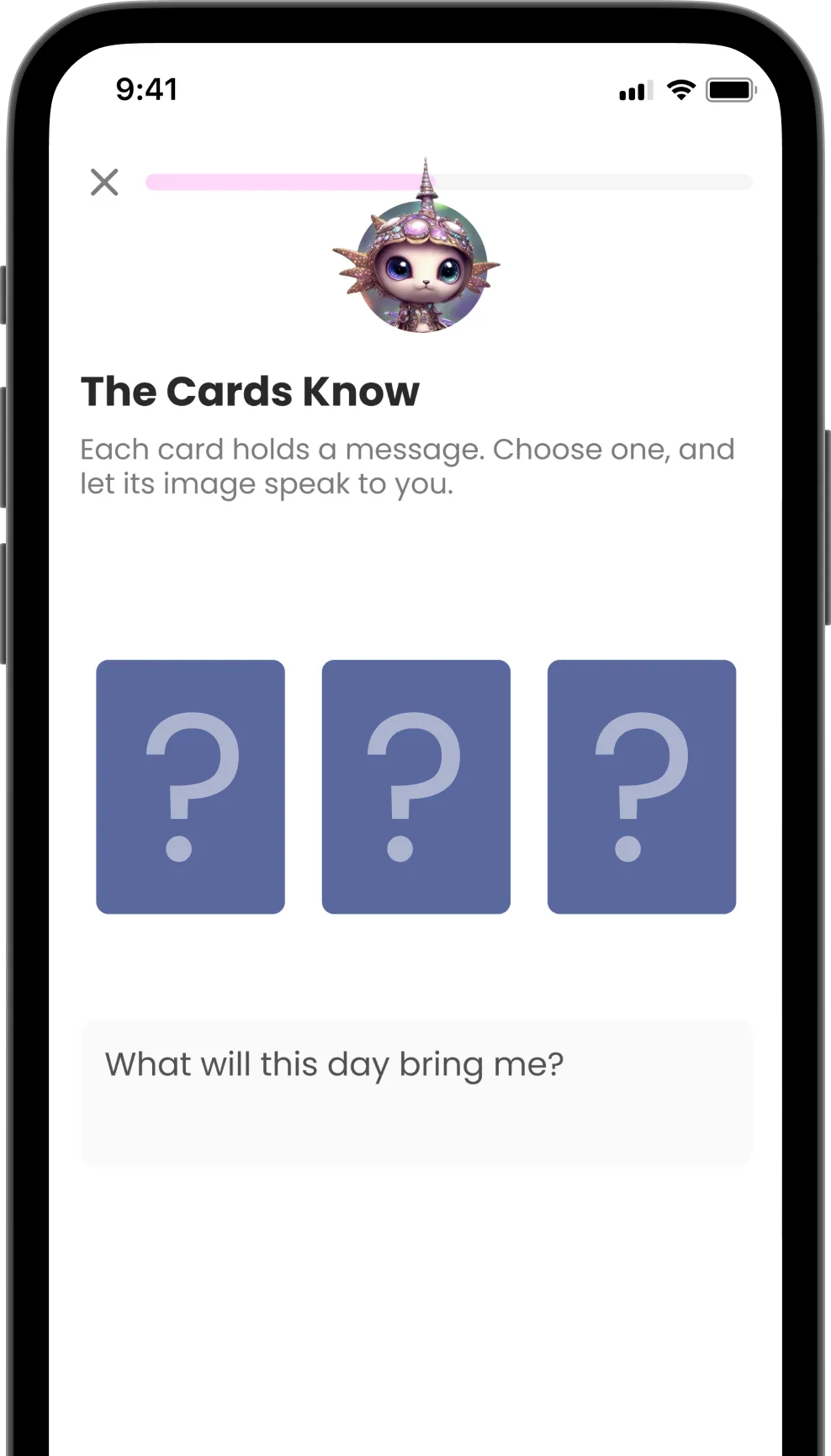 Reflection Card screen in the FeelsArt.ai app