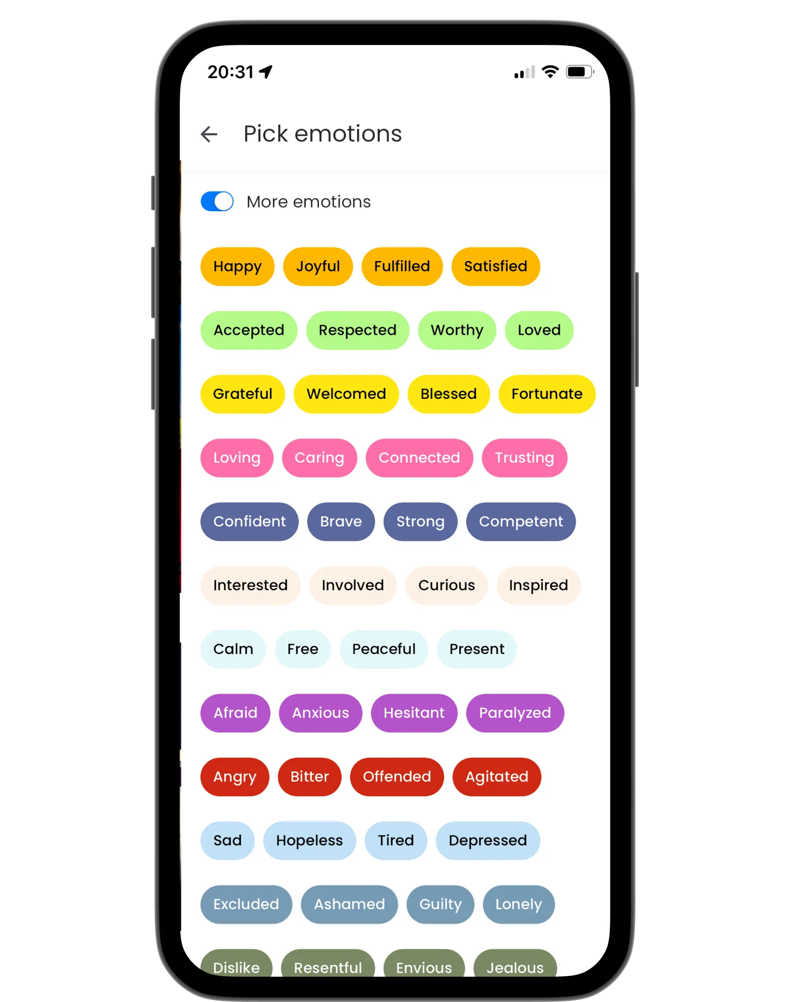 FeelsArt.ai mood gallery screen